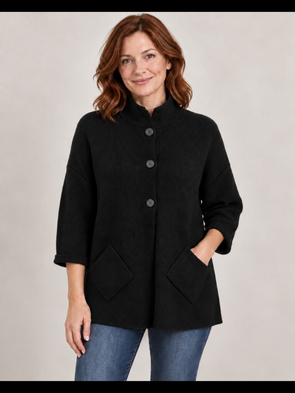 Cocogio Made in Italy Merino Wool Blend Black Sweater Jacket S